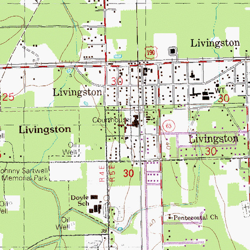 Topographic Map of Livingston United Methodist Church, LA