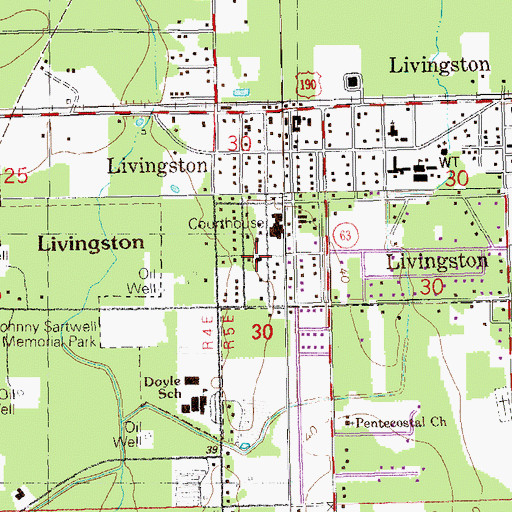 Topographic Map of Sacred Heart Mission, LA