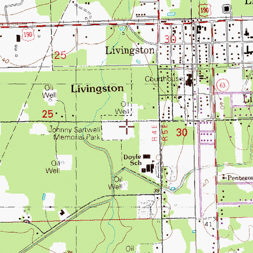 Topographic Map of Johnny Sartwell Memorial Park, LA