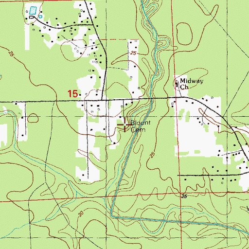 Topographic Map of Blount Cemetery, LA
