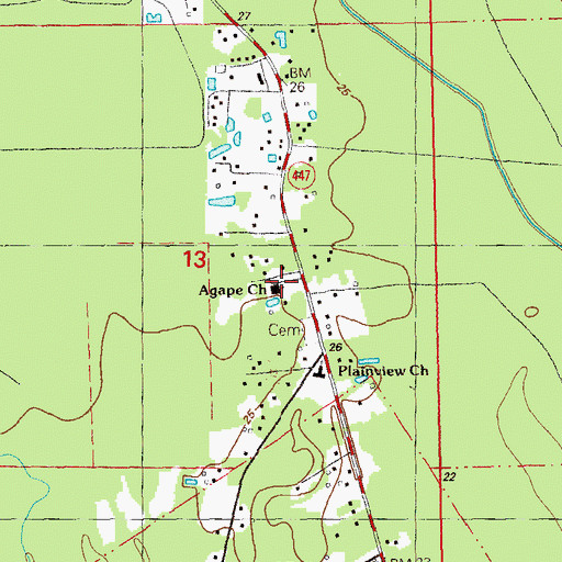 Topographic Map of Agape Baptist Church, LA