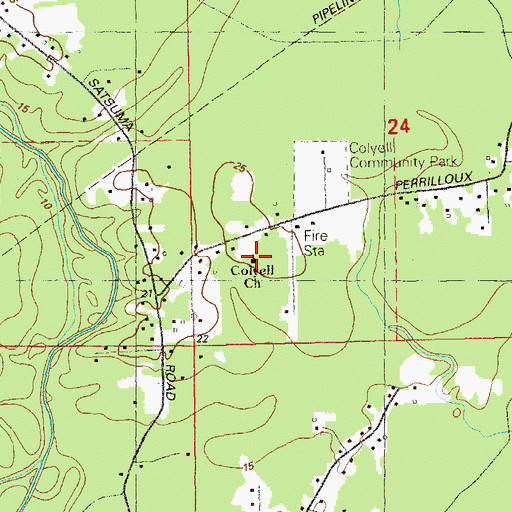 Topographic Map of Colyell Pentecostal Church, LA