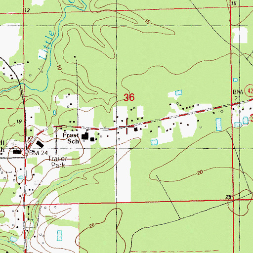 Topographic Map of Colyell Volunteer Fire Department Fire Protection District, LA