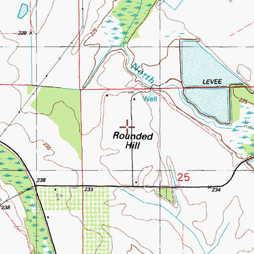 Topographic Map of Rounded Hill, AR
