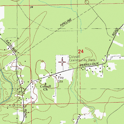 Topographic Map of Colyell Community Park, LA