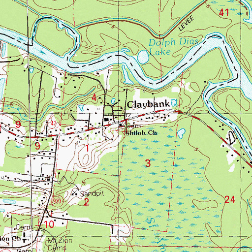 Topographic Map of Shiloh Cemetery, LA