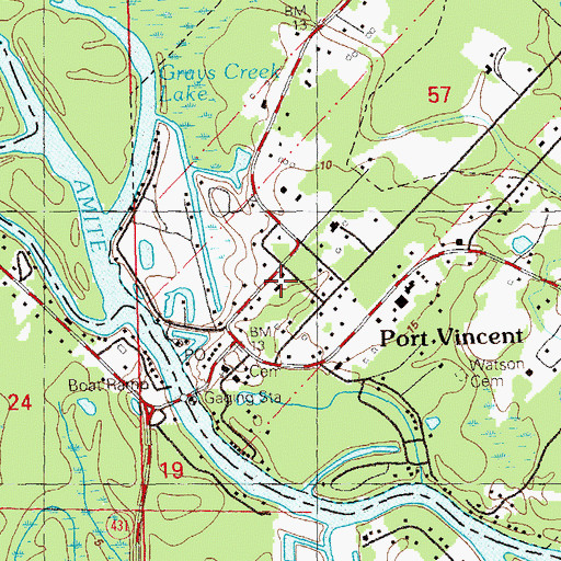 Topographic Map of Port Vincent Community Center, LA