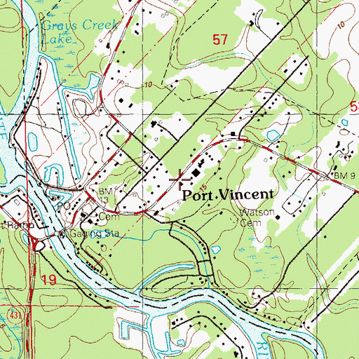 Topographic Map of Port Vincent Municipal Building, LA