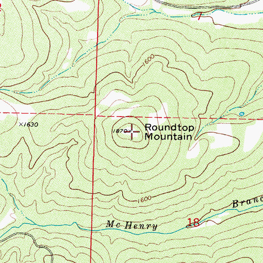 Topographic Map of Roundtop Mountain, AR