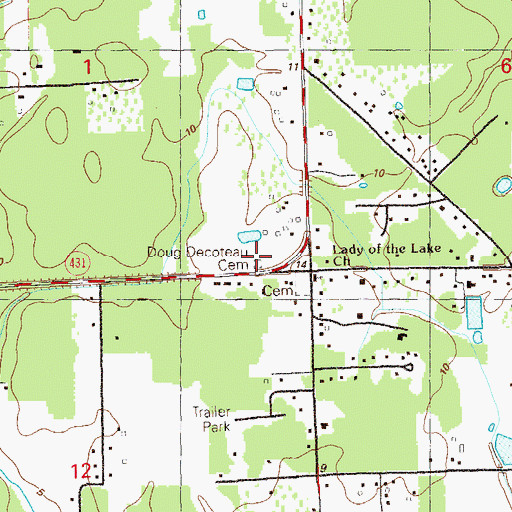Topographic Map of Doug Decoteau Cemetery, LA