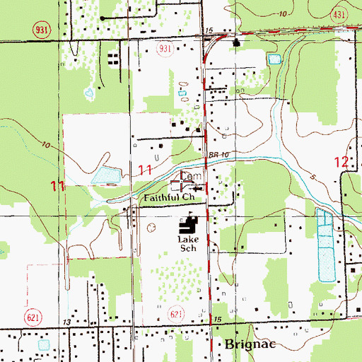 Topographic Map of Faithful Cemetery, LA