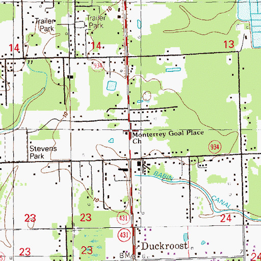 Topographic Map of Monterrey Goal Place Church, LA