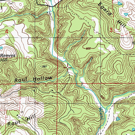 Topographic Map of Rout Hollow, AR