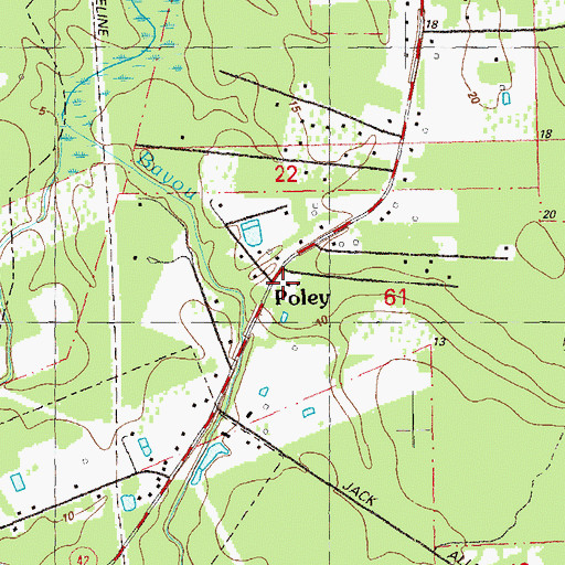 Topographic Map of Poley, LA