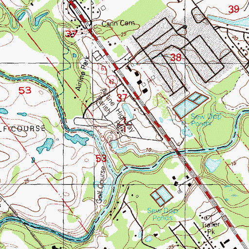 Topographic Map of Airline Highway Parish Park, LA