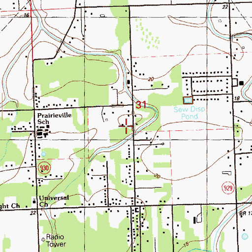 Topographic Map of Broussard Grove Baptist Church, LA
