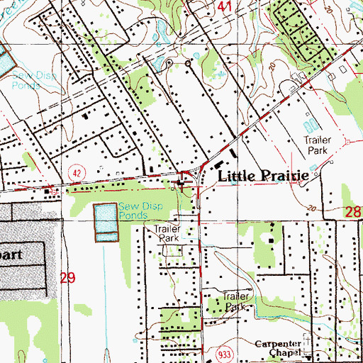 Topographic Map of Little Prairie Baptist Church, LA