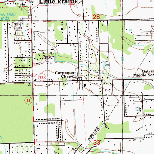Topographic Map of Carpenter Chapel, LA