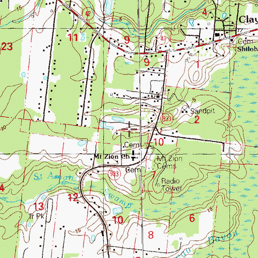 Topographic Map of Mount Zion Baptist Church, LA