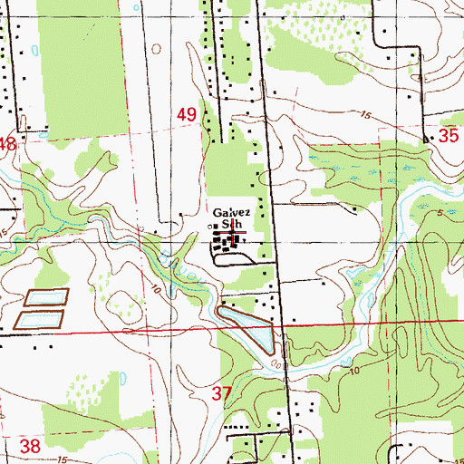 Topographic Map of Galvez Primary School, LA