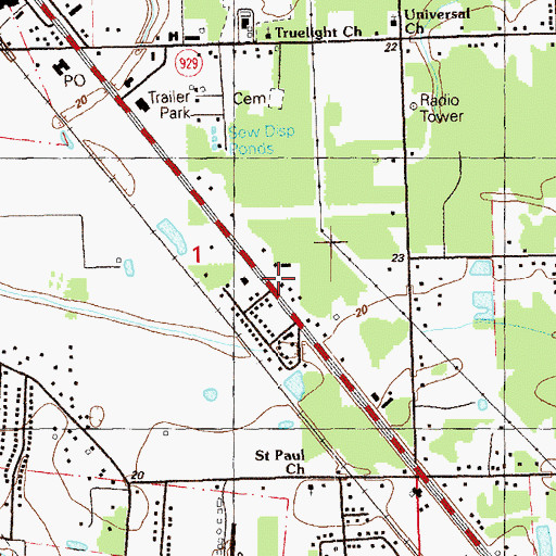 Topographic Map of Saint John the Evangelist School, LA