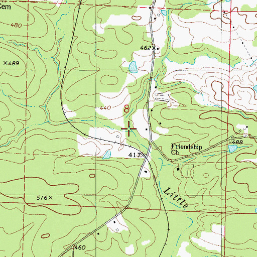 Topographic Map of Rowe Creek, AR