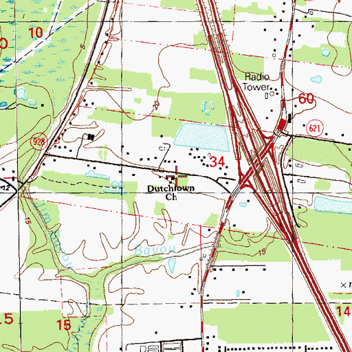 Topographic Map of Dutchtown Baptist Church, LA