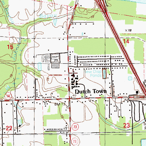 Topographic Map of Dutchtown Primary School, LA