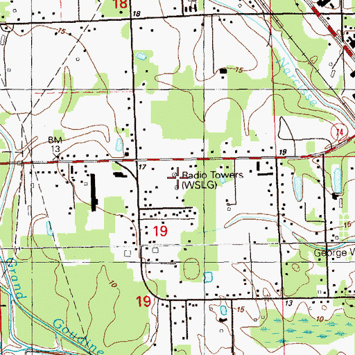 Topographic Map of WSLG Radio Towers, LA