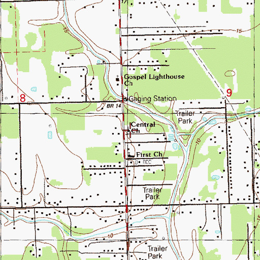 Topographic Map of Central Baptist Church, LA