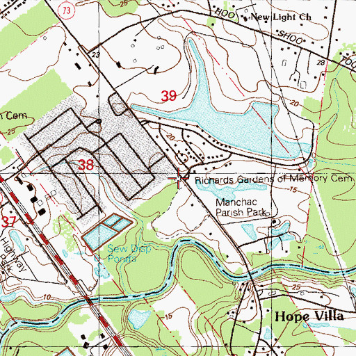 Topographic Map of Richards Gardens of Memory Cemetery, LA