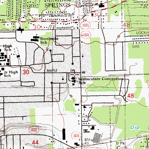 Topographic Map of Immaculate Conception Catholic Church, LA