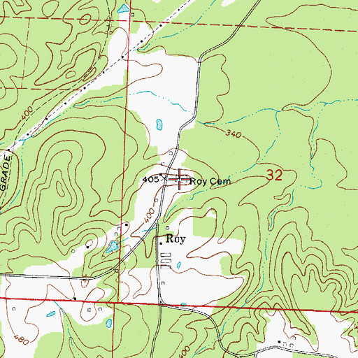 Topographic Map of Roy Cemetery, AR