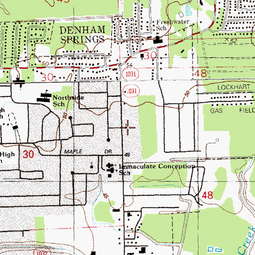 Topographic Map of Midway Baptist Church, LA