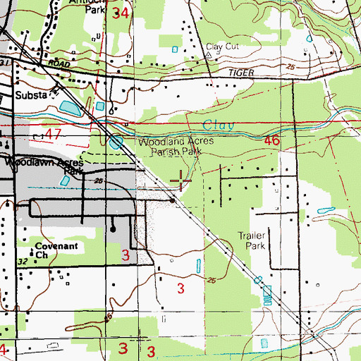 Topographic Map of Woodlawn Acres Parish Park, LA