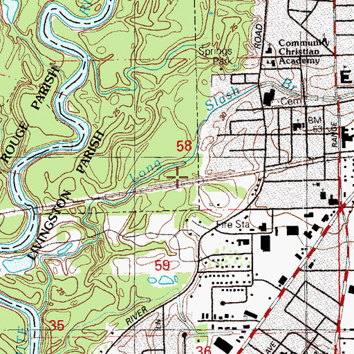 Topographic Map of Mount Hope Baptist Church, LA