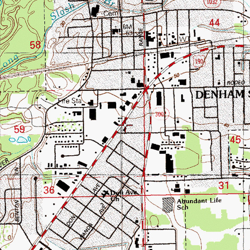 Topographic Map of Denham Springs Christian Assembly, LA
