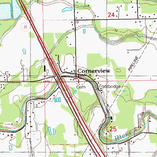 Topographic Map of Cornerview Cemetery, LA