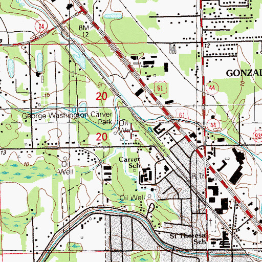 Topographic Map of George Washington Carver Park, LA