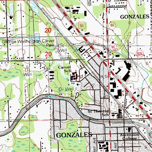 Topographic Map of G W Carver Primary School, LA