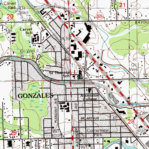 Topographic Map of Saint Theresa of Avila Catholic Church, LA