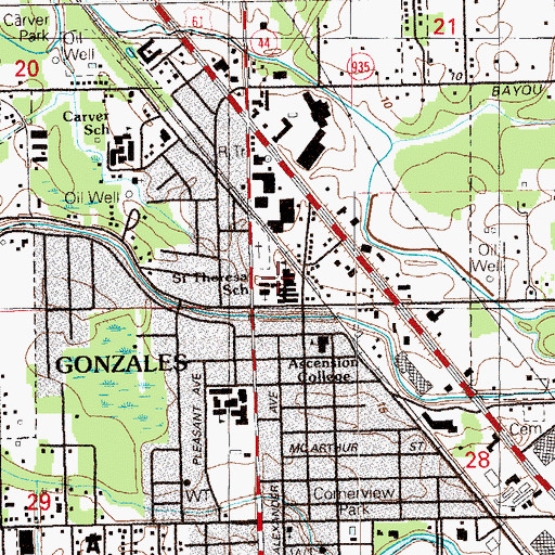 Topographic Map of Saint Theresa of Avila School, LA