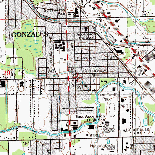 Topographic Map of Seventh Day Adventist Church, LA