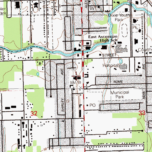 Topographic Map of First Baptist Church, LA