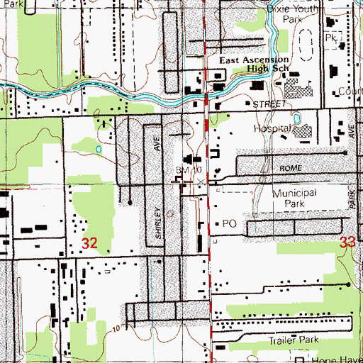 Topographic Map of Gonzales United Methodist Church, LA