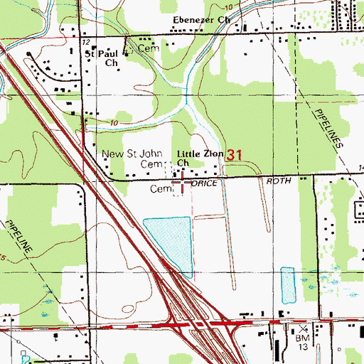 Topographic Map of Little Zion Baptist Cemetery, LA