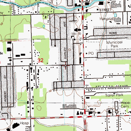 Topographic Map of South Side Church of Christ, LA