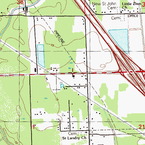 Topographic Map of Jehovahs Witnesses Church, LA
