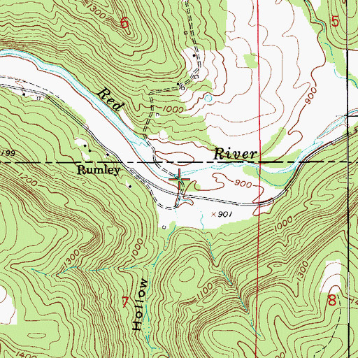 Topographic Map of Rumley Hollow, AR