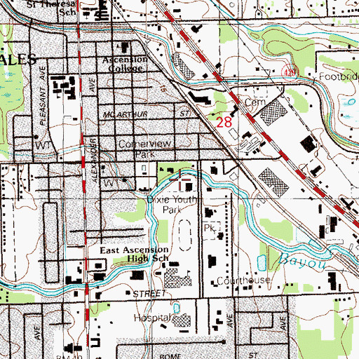 Topographic Map of Dixie Youth Park, LA